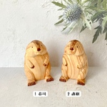 木彫りのむっちりマーモット　2匹セット