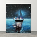 心を運ぶ星の舟  パステル画 世界観アート ｜幻想風景 原画 癒しアート」一点もの/