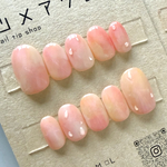 【新作】桃🍑［ネイルチップ］ちゅるん　ぷっくり　夏　うるうる　果物　食べ物　フルーツ　もも　ニュアンス　ピンク　ベージュ　ピーチ　白桃