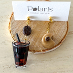 アイスコーヒーとコーヒーケーキセット(ピアス/イヤリング/チャーム)ミニチュア