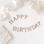 【送料込】粘着タック付　バースデーバナー　レターバナー　木製　ブロック体　HAPPY BIRTHDAY ハッピーバースデー　誕生日　ハーフバースデー　ファーストバースデー　粘着タッグ付　