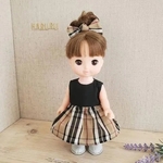 ワンピースとヘアゴムセット　タータンチェック　Ｍサイズ　メルちゃん　ソランちゃん　レミンちゃん　着せ替え　服