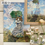 【再販】日傘をさすおんニャの２WAY刺繡ブローチ【キジ白】