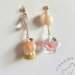 まるごと桃タルト×ピーチティーピアス　イヤリング　ミニチュアスイーツ