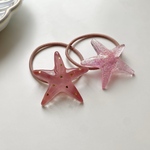キッズ レジン ヒトデ ヘアゴム 2個セット coral pink