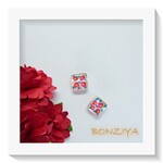【限定300円】　２種の花　ツバキと北欧　タイルピアス　　<12>