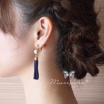 選べる10色！タッセルとコットンパールのピアス/イヤリング〜ダリーダール〜