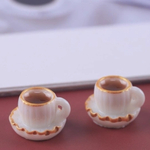 【2個セット】ゴールドの縁取りが上品♪ ミニチュアホットコーヒー（カップ＆ソーサー）