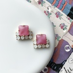 rose pink block pierce / earring