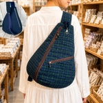 帆布 しずく型 ワンショルダーバッグ 長さ調節可能 濃茶