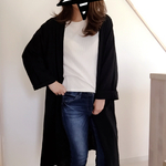 ☆NEW☆黒 ダブルガーゼ ローブコート
