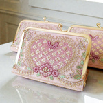 🆕【数量限定】(ピンクライラック)『インド刺繍 名刺入れ No.315』クリアケース付き　がま口　インド刺繍カードケース　がま口カードケース　ハートモチーフ　新生活　就職祝い　バレンタインギフト
