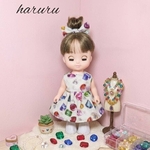 ワンピースとヘアゴムセット　ジュエリーボックス柄
　Ｍサイズ　メルちゃん　服　ソランちゃん　レミンちゃん　コルネちゃんの服　着せかえ　メルちゃんの服