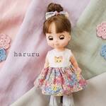 ワンピースとヘアゴムセット　花柄３　Ｍサイズ　メルちゃん　服　ソランちゃん　レミンちゃん　ネネちゃん　レナちゃん　メルちゃんの服