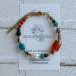 【天然石たっぷりのカラフルbracelet】マルチカラービーズブレスレット