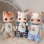チェックロンパース(ブラウン)　cocoriang、kumukukuサイズ