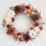 ピンクのお花のクリスマスリース２