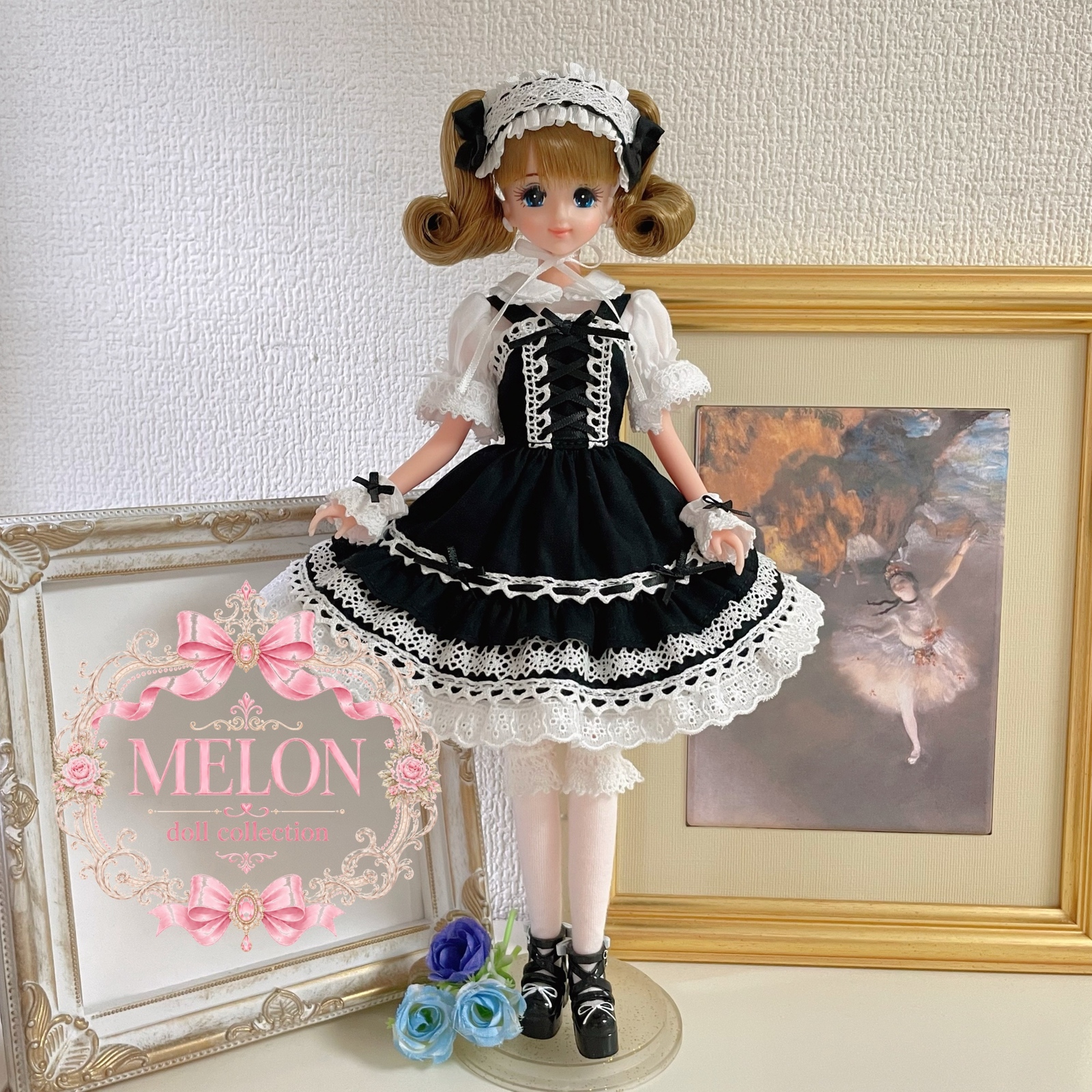 ジェニーちゃん　ハンドメイド ドール服　ロリータ ロリータドレスセット ブルー ジェニーちゃん - メロン