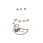 【2×2cm】アヒルさんと並ぶお花のハンコ