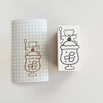 【2×4cm】クリームソーダとくまさんのハンコ🍒