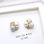 大理石調✳︎大人可愛い✳︎ビジューピアス✳︎コットンパールピアスorイヤリング