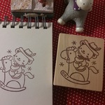 消しゴムはんこ♪　木馬にのったくまちゃん　カウボーイくま