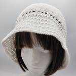 バケットハット　クラッシャーハット　ニット帽　オフホワイト　コットン　ハンドメイド
