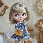 オフショルダーワンピース/ Navy Gingham【ブライスアウトフィット】