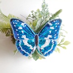 キプリスモルフォ　ビーズ刺繍ブローチ