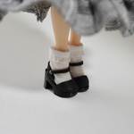 1/12サイズ【21㎝ドール】【ヒール】strap shoes （ホワイト×ブラック）