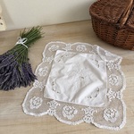 セールVintage フィレレース ドイリー白糸手刺繍 薔薇モチーフ　Handmadelace