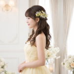 イエロー　小花　かすみ草　ヘッドドレス　結婚式ヘアアクセサリー　ブライダルアクセサリー　ウエディングヘアアクセサリー　造花　前撮り　フォトウエディング　お呼ばれ　ウエディングドレス