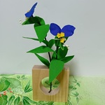 つゆ草（フラワースタンド付き）　ちりめん細工