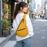 しずく型 ワンショルダーバッグ 長さ調節可能 帆布 マスタード 完成品あり