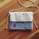 こぎん刺しのモコモコサコッシュ横【刺繍☺︎刺し子】デニムリメイク☺︎ボア☺︎ファー⌘受注製作⌘