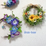 uttiy21様専用BOX 🌻ひまわり＆朝顔三日月クレッセント🌙half moonリース　玄関リース　送料無料