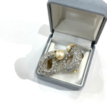 【VINTAGE EARRING】 【Soleil】 2653 パール × ラインストーンドロップ　バイカラーイヤリング｜クラシカル ラウンドデザイン イヤリング アンティークボリュームイヤリング