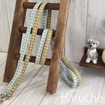 ❁カフェリード or リングリードorダブルセーフリード小型犬　中型犬❁SunnyCheck　パープル×イエロー