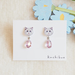 《うちの子アクセサリー　お顔＆クリスタルのイヤリング・ピアス》ペット　家族　犬　猫　うさぎ　ハムスター　鳥　オーダーメイド　写真