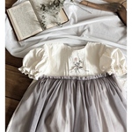 【Premium Line シリーズ】完成品「手刺繍のぽわん袖ワンピース」（80size半袖）