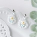 お花の額縁ピアス/イヤリング イエロー チタン ニッケルフリー