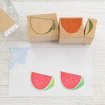 スイカのはんこ-半月 夏のスタンプ