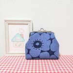 がま口（北欧風＊花柄＊ダークブルー）