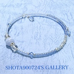 ［再販6] ブルーレース　シングル　ワイヤー　ブレスレッド　空色縞模様
