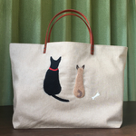 khmp様オーダー品 フエルト刺繍A4横の革持ち手トート