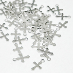 【増量・再入荷】50個 304ステンレス 十字架 クロス ミニ パーツ チャーム/シルバー（C2-175） ステンレス