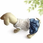 夏犬服　接触冷感デニム柄マナースカート•ミニタンクトップとセットで涼やかアップ