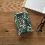 new! mina  perhonen lolo ブックカバー　ミナペルホネン の 刺繍生地　文庫本　A6 グリーン