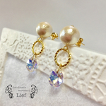再2♡送料無料♡ドロップスワロのコットンパールピアス/イヤリング