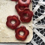 【2粒】26mm/オーロラレッドブラウン/フラワービーズ
